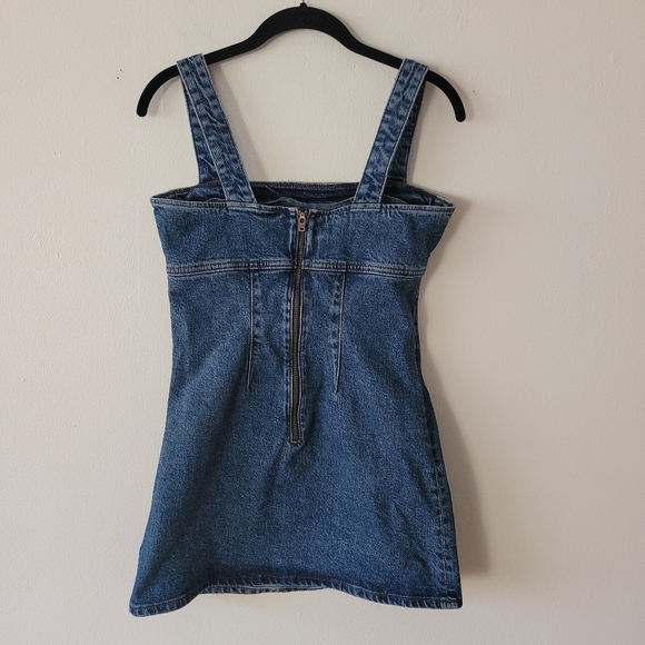 Reformation Jeans Lizzie Denim Dress Blue Size 0 Mini Back Zip Up - Picture 7 of 11